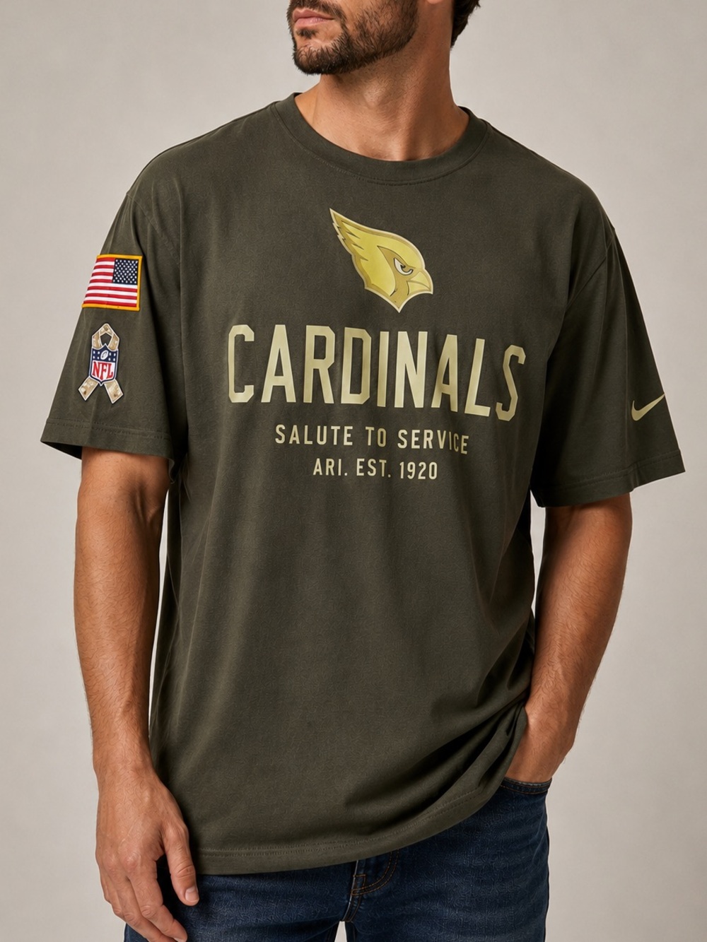 Nike Arizona Cardinals Salute To Service NFL Olive Dri Fit Tee XXL